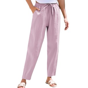 <span class=keywords><strong>Pantaloni</strong></span> Lunghi da <span class=keywords><strong>Donna</strong></span> <span class=keywords><strong>in</strong></span> Cotone e <span class=keywords><strong>Lino</strong></span>, Tinta Unita, <span class=keywords><strong>con</strong></span> <span class=keywords><strong>Elastico</strong></span> <span class=keywords><strong>in</strong></span> <span class=keywords><strong>Vita</strong></span>, Tasche, Casual e Traspiranti, <span class=keywords><strong>Vita</strong></span> Media - Product Image 2