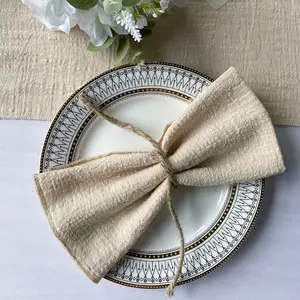 Wedding Napkin Fabric Customized Bamboo Napkins Beige Gauze Cotton Cloth Wedding Napkins