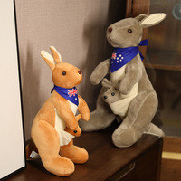 Peluche Kangourou Australien avec Bandana, Poupée en Peluche Douce Mère-Bébé, Cadeau d'Anniversaire, Souvenir, Décoration d'Intérieur, Anti-Stress