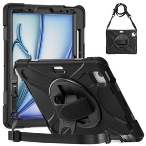 Housses de protection intégrales pour tablettes style enfant pour iPad Air 2024 M2 11 13 pouces avec support rotatif à 360° et sangle robuste pour main et épaule - Product Image 1