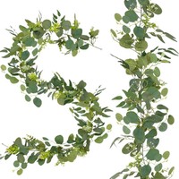 Guirlande de Noël en rotin décorative, fausse feuille d'eucalyptus, lierre de saule, guirlande de fleurs artificielles pour la décoration de couronnes de Noël