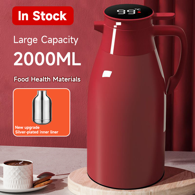 Temperature Display Smart Kettle Modern Design Large Capacity 2L Vacuum Flask 24-36 Hours Thermal Insulation Safe for All view 2