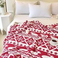 Couverture chaude en peluche et moelleux Xmas Moose Snowflake Soft Microfiber Knitted Reversible Blanket