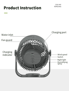 Sương mù <span class=keywords><strong>fan</strong></span> với bể nước LED ánh sáng di động quạt làm mát cho ngoài trời không khí trong nhà lưu thông USB có thể sạc lại - Product Image 6