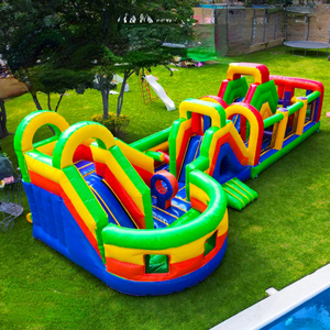 Château gonflable géant commercial pour parcours d'obstacles, jeu de course d'obstacles pour enfants et adultes, château gonflable pour location de fête en plein air - Product Image 1