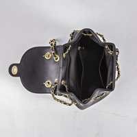 Soochic robe noir Mini Twist Lock rabat femmes sac à dos brillant doré métal chaîne sangle cordon Vegan cuir seau sac