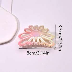 Pinza <span class=keywords><strong>de</strong></span> Pelo <span class=keywords><strong>de</strong></span> Plástico Electrochapado con Diseño <span class=keywords><strong>de</strong></span> Flor Hueca Degradado Iridiscente - Pinza Brillante y Elegante para Decoración Diaria del Cabello Femenino - Product Image 4