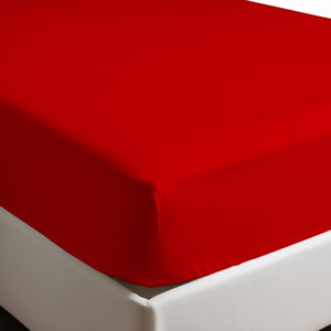 Sábana Ajustable 100% Algodón Roja Tamaño Individual 90x190cm - Product Image 3