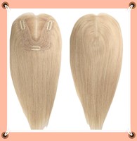 Topper de cheveux 100% Remy vierges naturels avec base en dentelle blonde, extensions capillaires pour femmes, postiches lisses de qualité indienne à clips