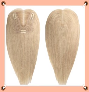 Mái tóc nối đỉnh đầu 100% tóc người Remy nguyên chất với đế ren màu vàng hoe, dành cho nữ, tóc nối Ấn Độ, kiểu thẳng, kẹp cài. - Product Image 2