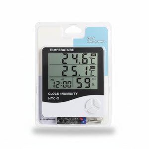 Thermomètre hygromètre multifonctionnel HTC2 rechargeable avec sonde externe, réveil pour la maison et le bureau - Product Image 4