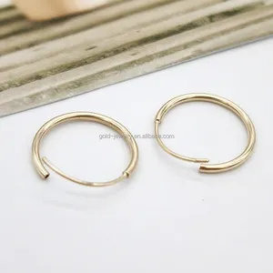 Alla moda 30 millimetri 14K Oro Orecchino Del Cerchio Piccolo 12 millimetri Orecchini A Cerchio 14K Solid Gold Orecchini A Cerchio All'ingrosso