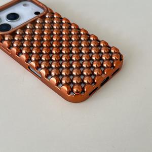 Galvanoplastia naranja cuentas redondas hueco disipación de calor funda de teléfono perla TPU funda de teléfono suave para <span class=keywords><strong>iPhone</strong></span> 17 16 15 14 <span class=keywords><strong>13</strong></span> <span class=keywords><strong>Pro</strong></span> <span class=keywords><strong>Max</strong></span> - Product Image 3