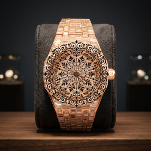 Reloj de Cuarzo Unisex de Lujo AMBER JEWELS, Estilo Vintage, Esfera Blanca/Dorado Amarillo, Cristal de Zafiro, Analógico, 46 mm, Resistente al Agua, Cierre de Hebilla - Product Image 3