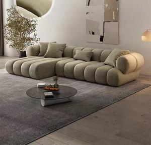 Moderne minimalistische woonkamerbankcombinatie, stoffen bekleding, golvende rupsvorm, duurzaam, comfortabel zitten voor open woninginrichting - Product Image 4
