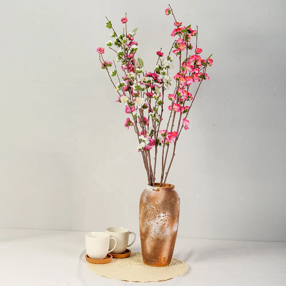 Fuyuan-flores artificiales de seda de flor de melocotón para boda, plantas artificiales, rosa, persica, decoración para fiestas y eventos