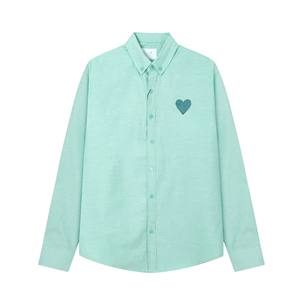 Chemise habillée de luxe pour <span class=keywords><strong>homme</strong></span> en coton à manches longues, style polo, avec motif cœur brodé, respirante, style parisien populaire, collection printemps - Product Image 2