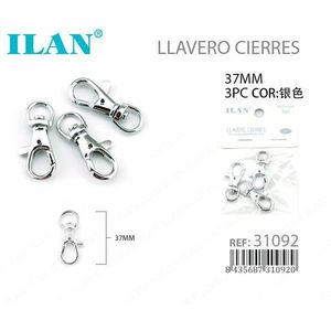 Gancio portachiavi Ilan 37 mm colore argento confezione da 3 pezzi - Product Image 1
