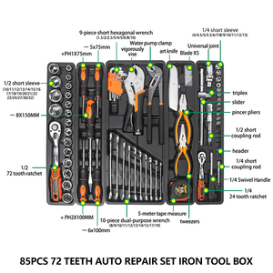 Kit de 85 pièces de composants de réparation automobile Outils de réparation à domicile pour voitures, motos et vélos - Product Image 3