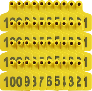 Etiquettes d'oreille rondes pour animaux de compagnie en plastique HD jaune personnalisées, nouvelle codification laser, suivi des animaux, sans numéros, garantie de 6 mois - Product Image 3