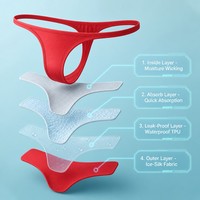Braguitas de tanga menstruales para mujer, 4 capas, a prueba de fugas, de seda helada, de cintura baja, para natación, al por mayor