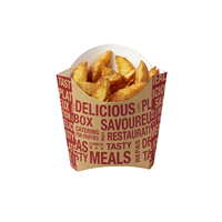 Boîte à frites en papier kraft de luxe avec impression personnalisée et design de dessin animé pour l'emballage des aliments frits et la livraison à emporter des restaurants