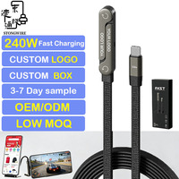 Cable de Carga Rápida OEM de 240W con Soporte para Teléfono, Cable Trenzado de Nailon USB C Tipo C, Cable de Datos PD3.1 con Chip E-MARKER para iPhone 17