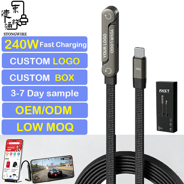 OEM 240W Fast Charging Cable with Phone Stand Nylon Braided Cable USB C Type C Data Cable PD3.1 E-MARKER Chip for iPhone 17