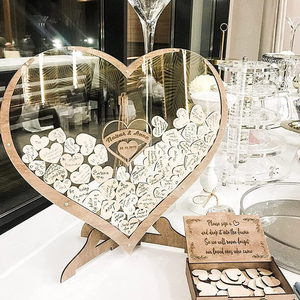 Popular Gift Wedding Supplies Acrylic Wedding Guest Book Heart Shape with Stand