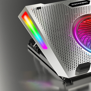 Bantalan pendingin Laptop pelangi aluminium RGB grosir pabrik pendingin <span class=keywords><strong>Notebook</strong></span> berdiri dengan <span class=keywords><strong>3</strong></span> mode kerja tombol lampu - Product Image 2