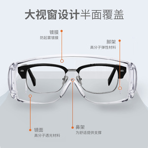 Gafas de protección Hainas, gafas de protección unisex de estilo abierto, antivaho, antipolvo, protector ocular transparente de aislamiento - Product Image 4