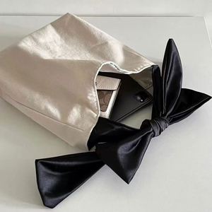 Casual Cute Girl Personalised Bowknot Tote <b>Bag</b> Canvas Foldable <b>Bag</b> Shopping Handbags - Product Image 2