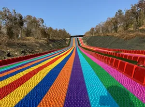 regenbogen rutsche szenisch große bunte rutsche trockenland ski outdoor netz rot eltern-kinder freizeitgeräte hersteller kundenspezifisch