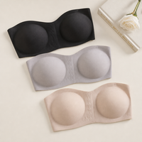 Soutien-gorge bandeau pour femme à fermeture avant, sans armatures, sans coutures, bonnets push-up moulés, antidérapant, bretelles convertibles, dos croisé
