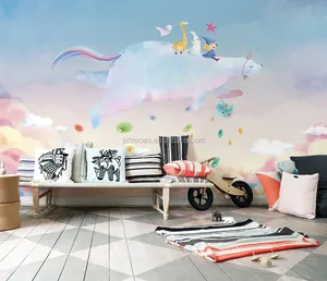 Beautiful Rainbow Candies Unicorn Fairy Tale World Wall Mural Kids Wallpaper