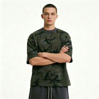 Kaos Pria ALCLEVER 240gsm Bahan Katun Rajut Tebal Ukuran Oversize Warna Hijau Streetwear Bernapas Anti-pilling Atasan Musim Panas