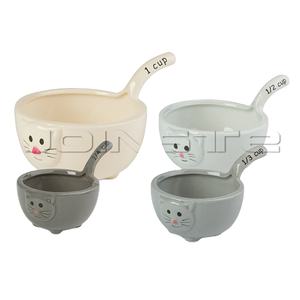 Groothandel Nieuwigheid Keramische Nestelende Katten Maatbekers Set 4 Custom Kookmaatbekers Met Comfortabele Handvatten - Product Image 2
