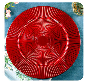 Assiettes de présentation en verre rouge de luxe personnalisées, design moderne élégant, motif fruits, légères, pour mariages, fêtes et dîners - Product Image 6