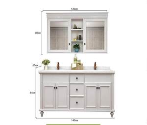 <b>Light</b> luxury American bathroom cabinet solid wood <b>oak</b> wash basin double basin marble bathroom wash basin - Product Image 6