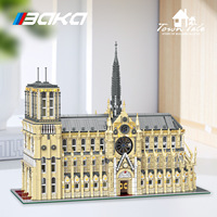Baka 33213 Modèle de la Cathédrale Notre-Dame en Blocs de Construction en Plastique, Jouet Éducatif, Plus de 800 Blocs, Alimenté par Piles, Ornement de Bureau pour Adolescents
