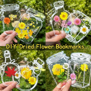 Kit de Marcapáginas con Flores Prensadas DIY - Pegatinas Transparentes de Hojas Secas, Diseño 'Primavera en una Botella', Suministros para Manualidades - Product Image 4