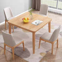 Table Ronde Pliante Scandinave Simple en Bois Massif, Petite Table Carrée pour la Maison et le Restaurant, Table et Chaises en Bois Naturel