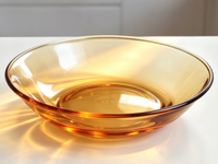 Élégante assiette en verre ambré, plat de service ambré pour la maison, les mariages, les fêtes, les salades, les fruits secs, les desserts