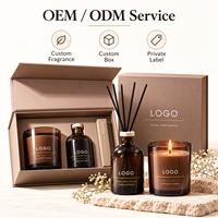 Coffret Cadeau Parfum Maison Haut de Gamme Écologique avec Bougie Artistique en Cire de Soja Parfumée et Diffuseur à Bâtonnets en Rotin pour Mariage et Décoration de Fêtes