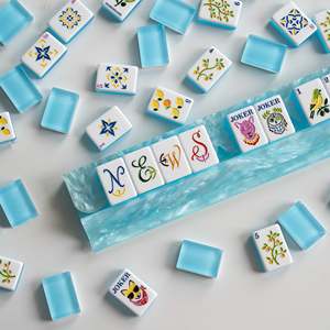 Lussuose Tessere Mahjong Americane in Acrilico con Design Limone, Arancia e Ramo d'Ulivo, 160 Pezzi, per Giochi da Tavolo - Product Image 5