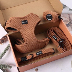 Toptan Kordonlu Çekmez Kahverengi Köpek Tasması Yeleği Ayarlanabilir Yumuşak Dolgulu Kadife Evcil Hayvan Yürüyüş Göğüs Tasması Üreticisi - Product Image 1