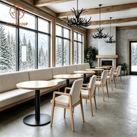Chaise rembourrée Ron Group avec structure en bois, table carrée, banquette en tissu, mobilier moderne de luxe pour café et restaurant