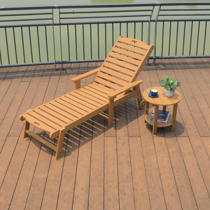 Moderne Outdoor-Schwimmbad-Lounge Sonnenliege Gartenmöbel Strand HDPE Kunststoff-Holz Sonnenliege Stühle mit Rädern - Product Image 5