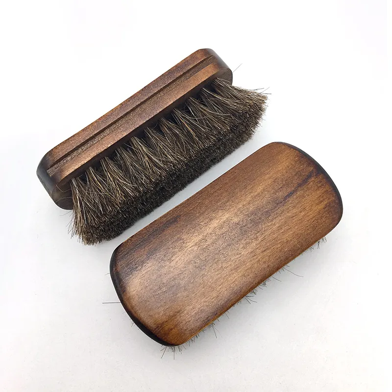 Wooden Soft Hog Bristle Horsehair Shine Shoe Polish Brush Leather Seat Soft Brush