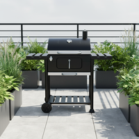 Barbecue au charbon de bois mobile en acier inoxydable Huize avec chariot et tables latérales pliables, pour usage domestique et extérieur, pour 5 personnes, pour pique-nique et camping